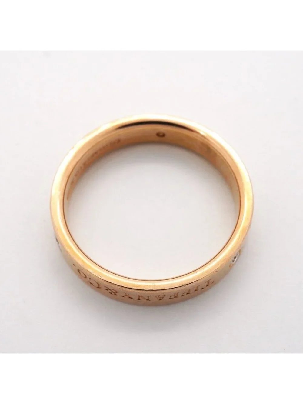 Tiffany & Co Ring Flat Band 18k Pink Gold Diamond